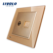 Livolo One Gang Golden Glass Panel TV & Internet Wall Socket VL-W292VC-13 (TV,COM)